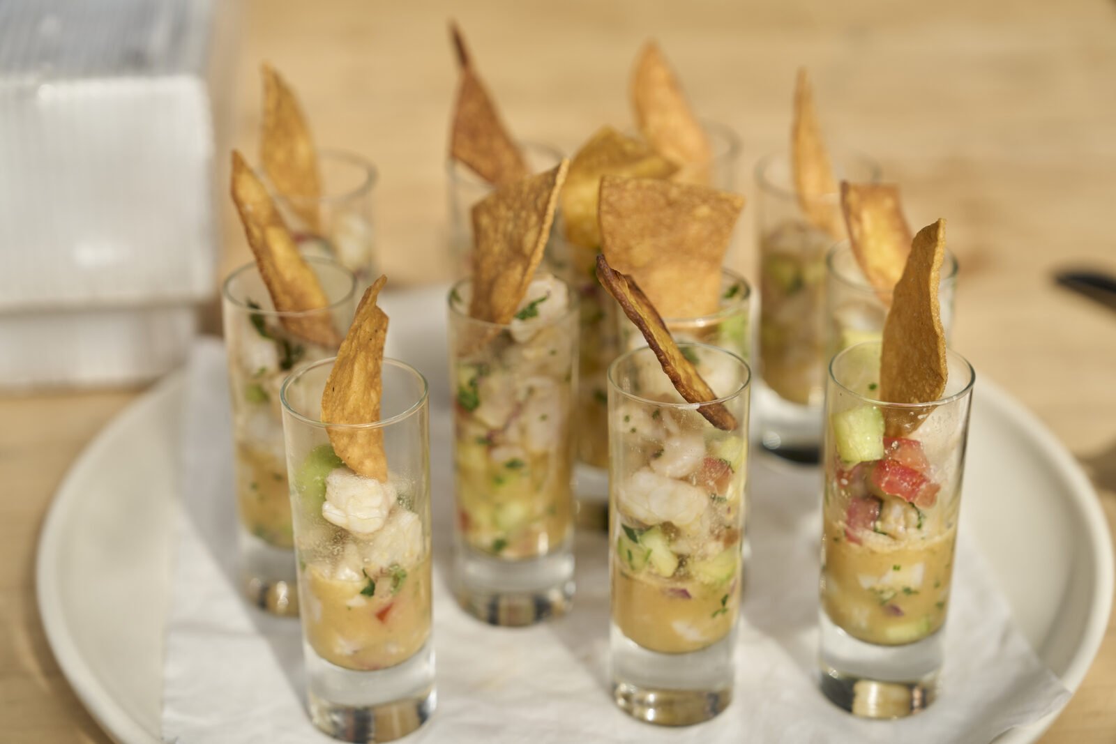 Ceviche with wonton crisps