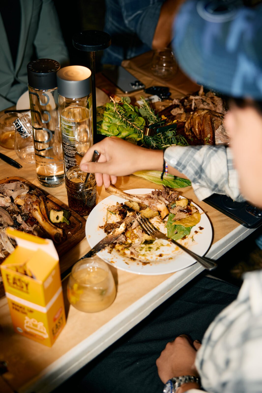 Meat over open fire with rosemary