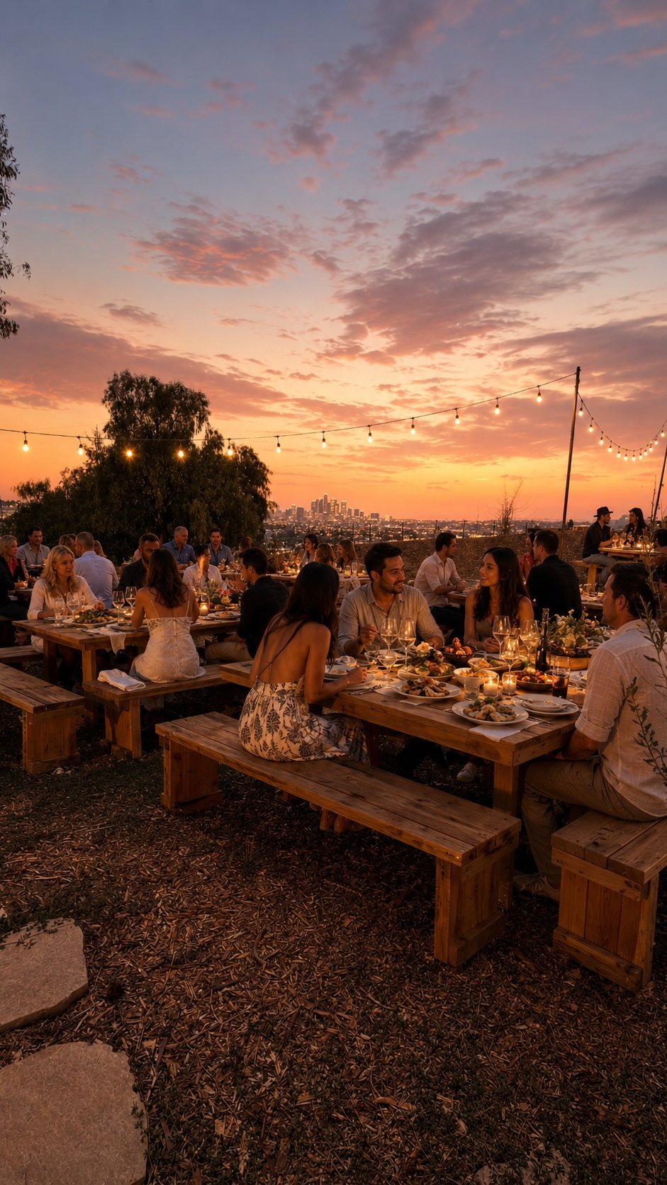 Rosalynn Summer Series long-table dinner at sunset